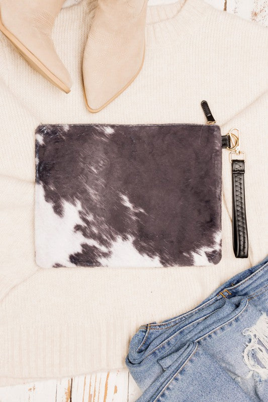 Faux Fur Animal Print Clutch