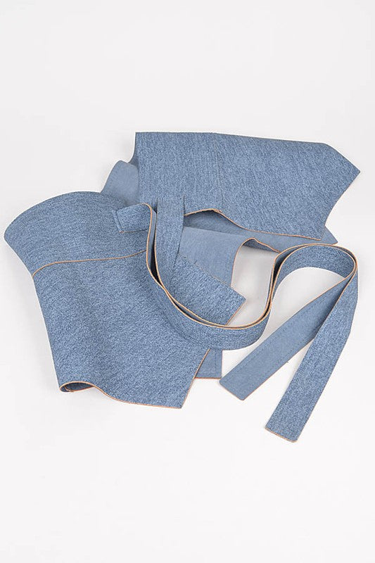 Denim Skirt Wrap Around Tie Belt - One Size, adjustable belt length 89", width 13".