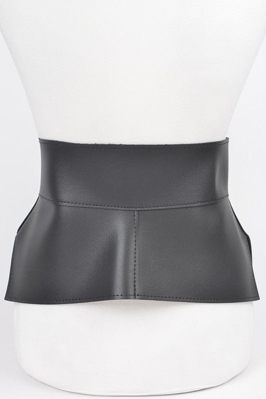 Iconic Faux Leather Skirt Tie Belt - One Size, adjustable (72.5\" belt length, 8.5\" width), faux leather waist accessory.