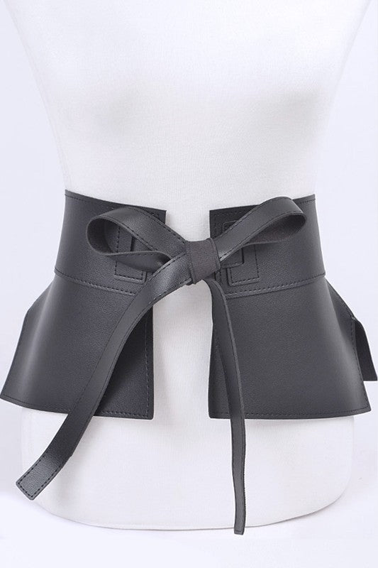 Iconic Faux Leather Skirt Tie Belt—One Size, adjustable, 72.5"L x 8.5"W, faux leather