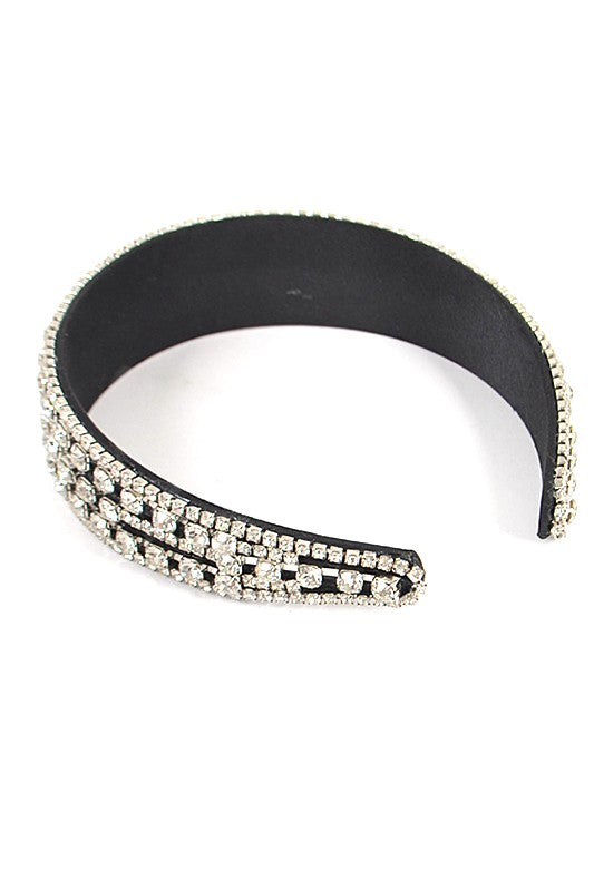 Rhinestone Iconic Headband – one size, lead & nickel compliant, crystal-studded black headband.