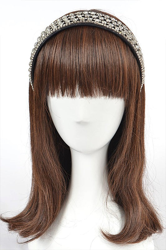 Rhinestone Iconic Headband on mannequin, glittering rhinestone band, lead & nickel compliant, one size.