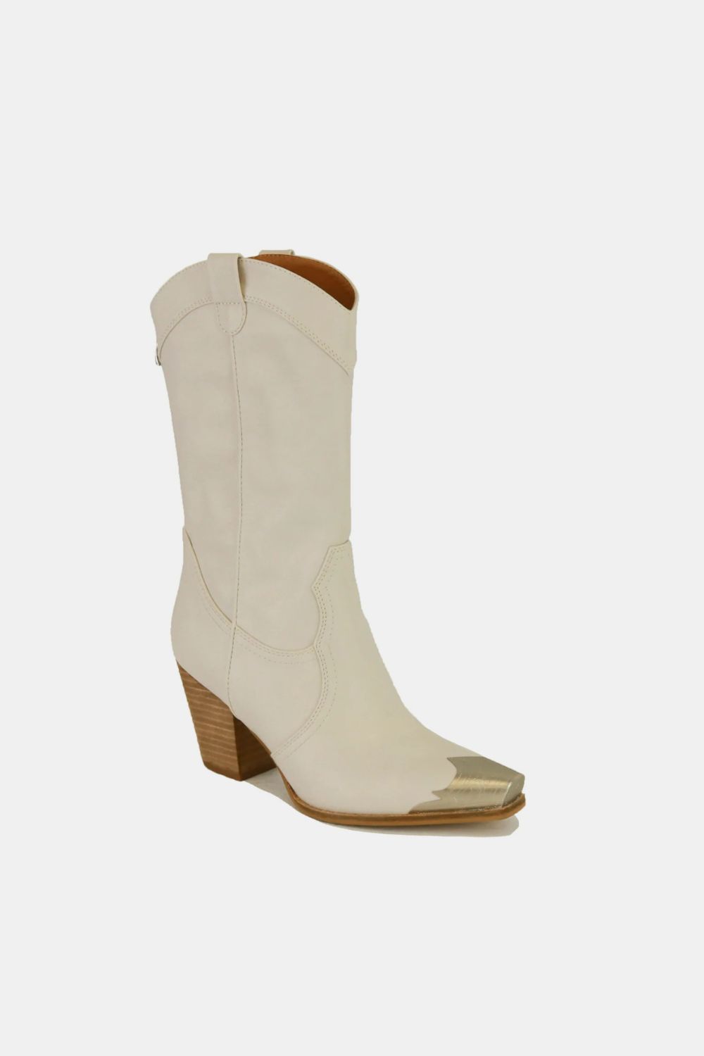 Chic Metal-Capped Block Heel Ankle Boots
