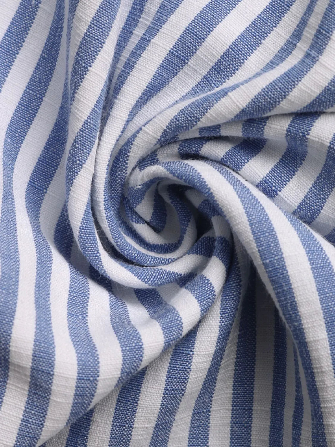 Soft blue fabric showcasing Striped Mock Neck Sleeveless Mini Tank Dress, perfect for stylish summer outings.