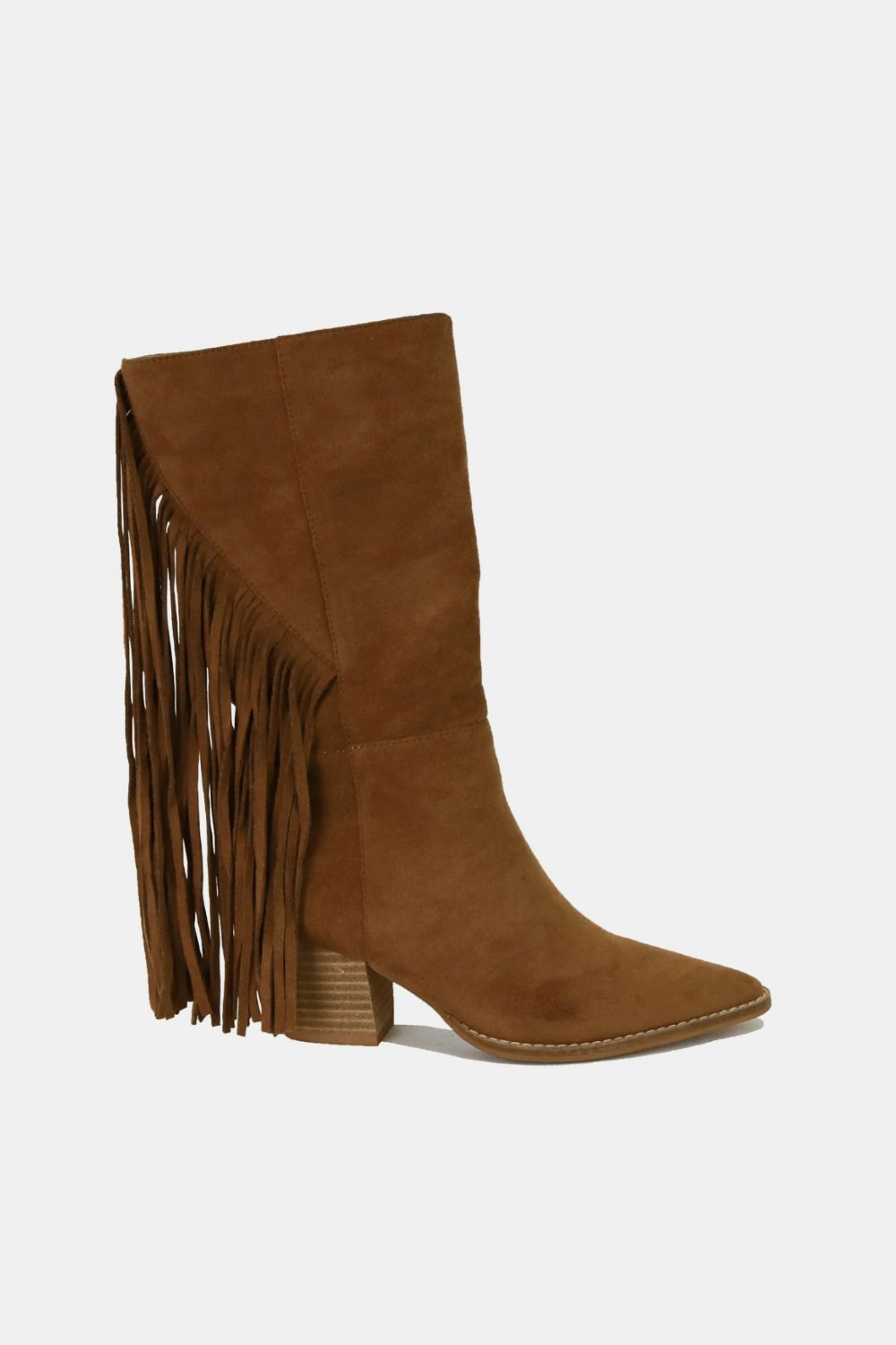 Fringed Suede Pointed Toe Boots