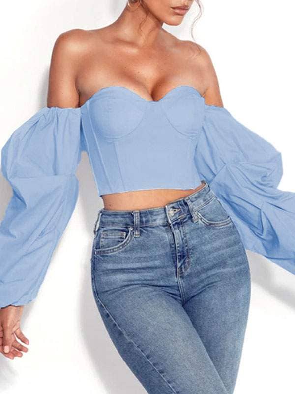Sultry White Strapless Tube Top with Long Sleeves for Women