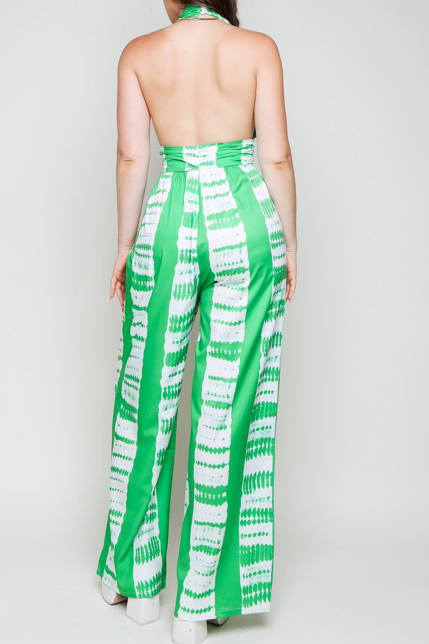 Tie Dye Print Wide-Leg Jumpsuit