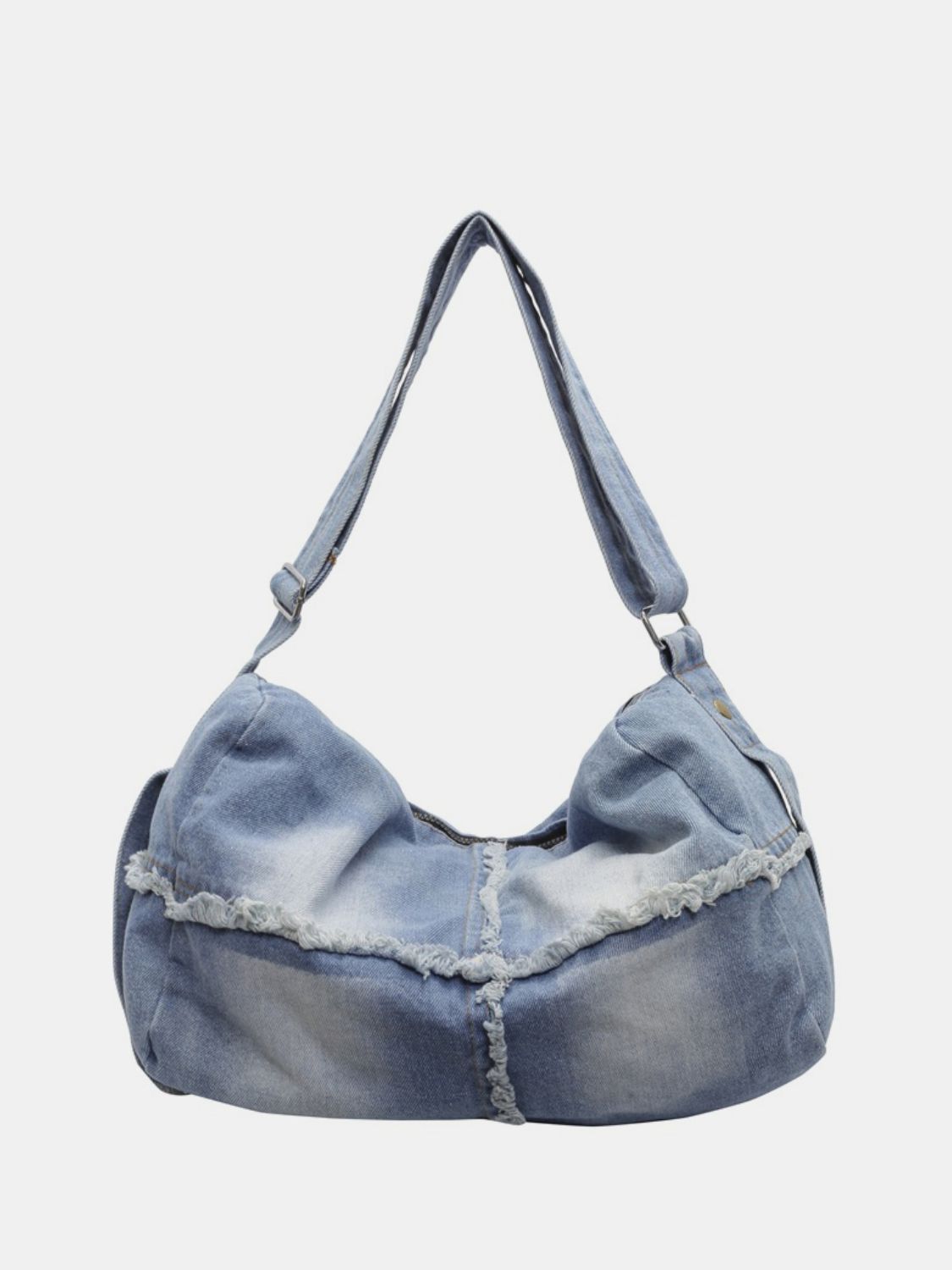 Denim Gradient Crossbody Bag with Raw Hem