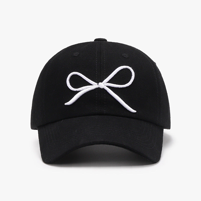 Embroidered Bow Cotton Baseball Cap with Adjustable Fit