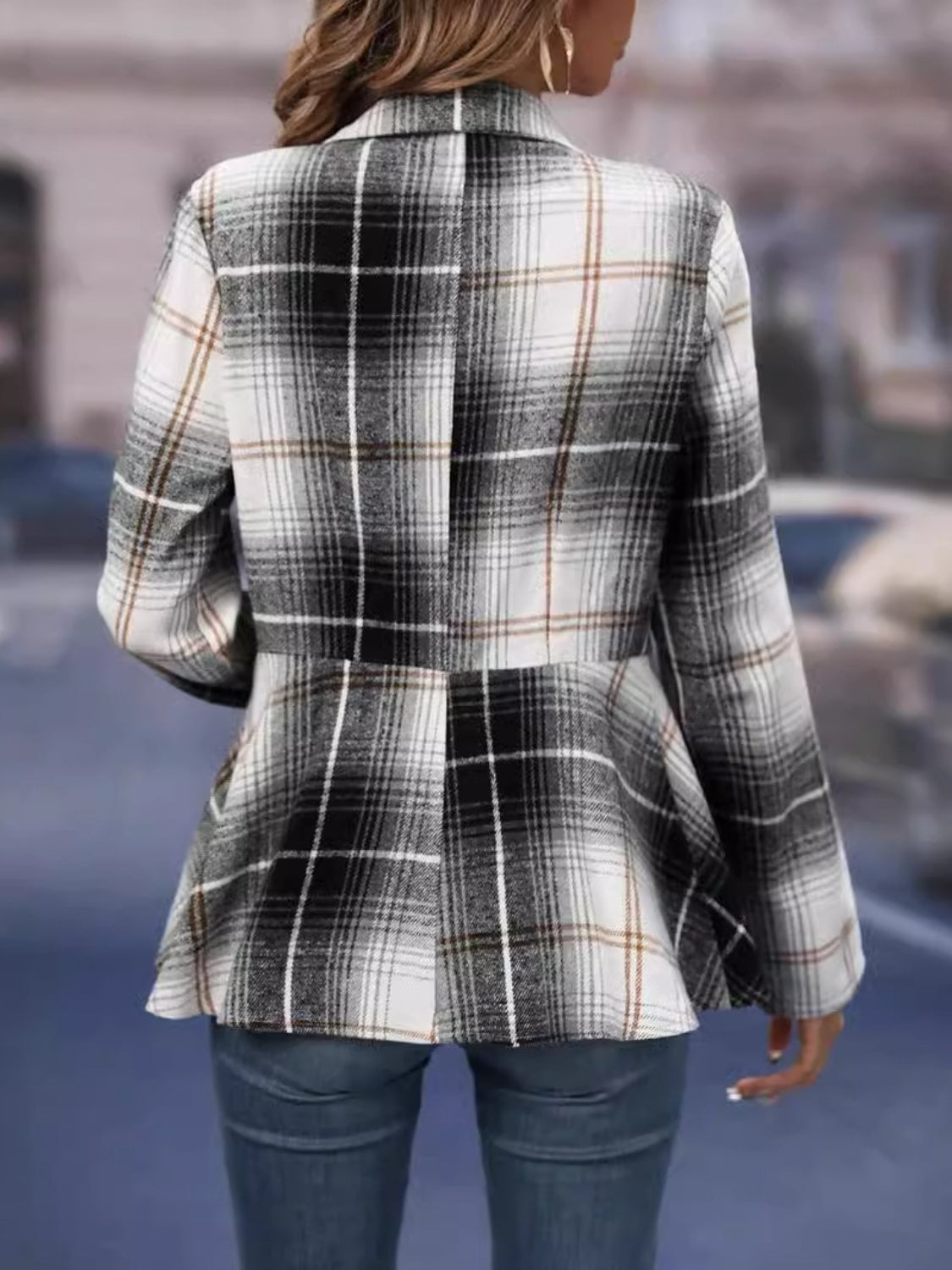 Plaid Long Sleeve Button-Down Jacket