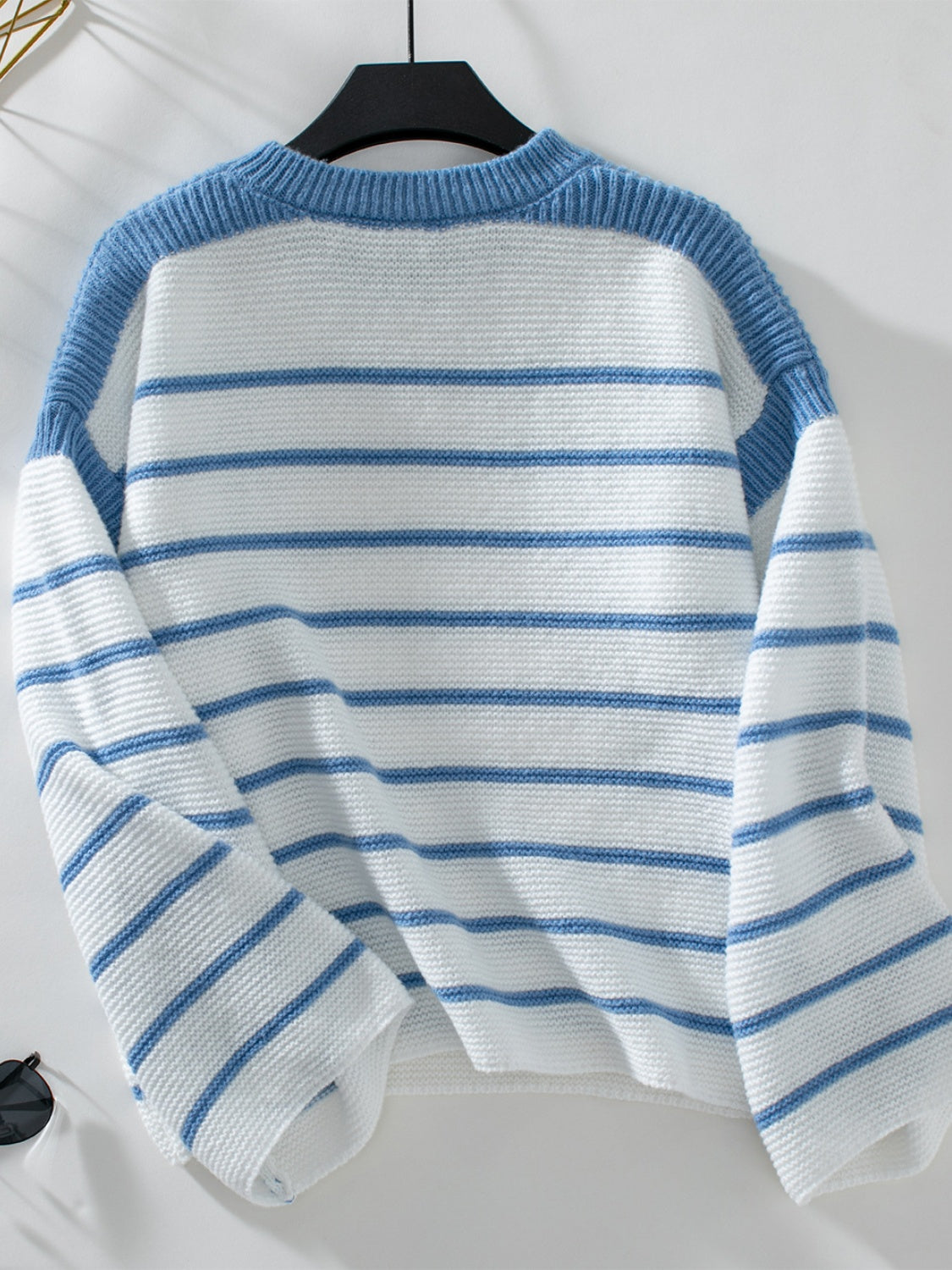 Striped Long Sleeve Sweater with Round Neck