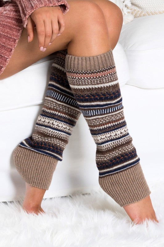 Cozy Short Fairisle Knitted Leg Warmers