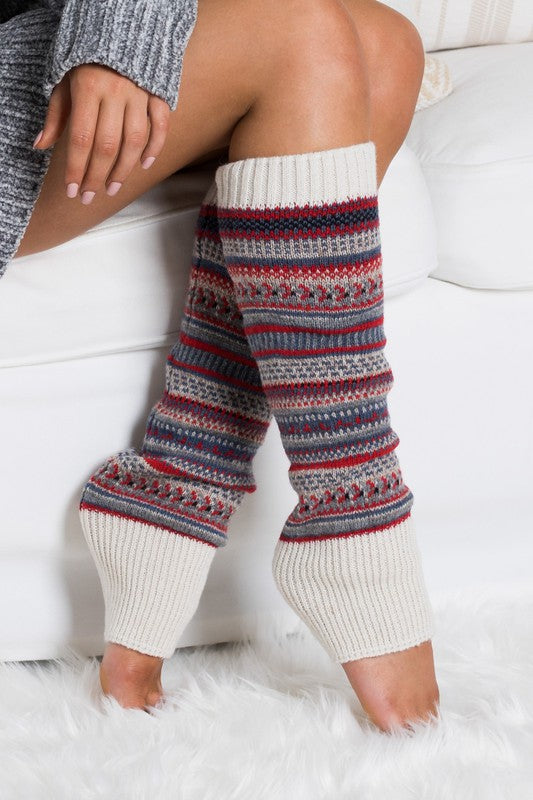 Cozy Short Fairisle Knitted Leg Warmers