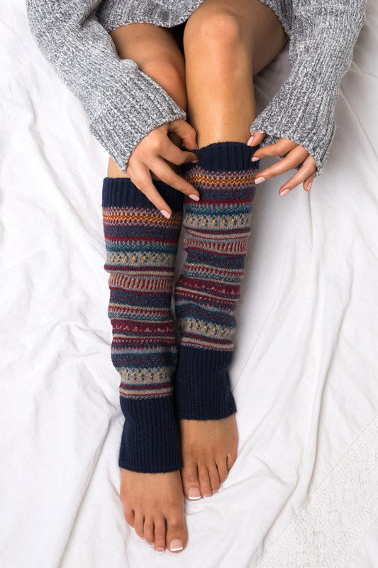 Cozy Short Fairisle Knitted Leg Warmers