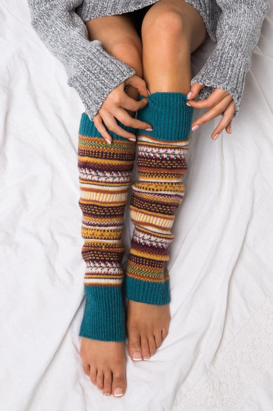 Cozy Short Fairisle Knitted Leg Warmers