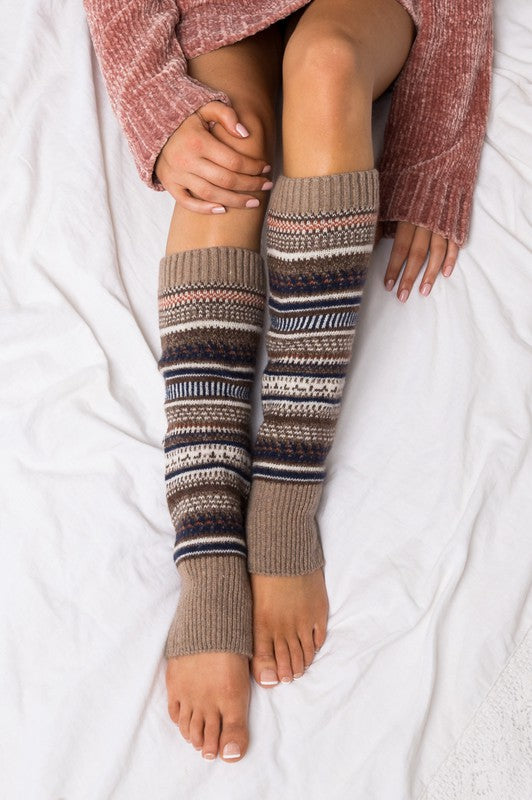 Cozy Short Fairisle Knitted Leg Warmers