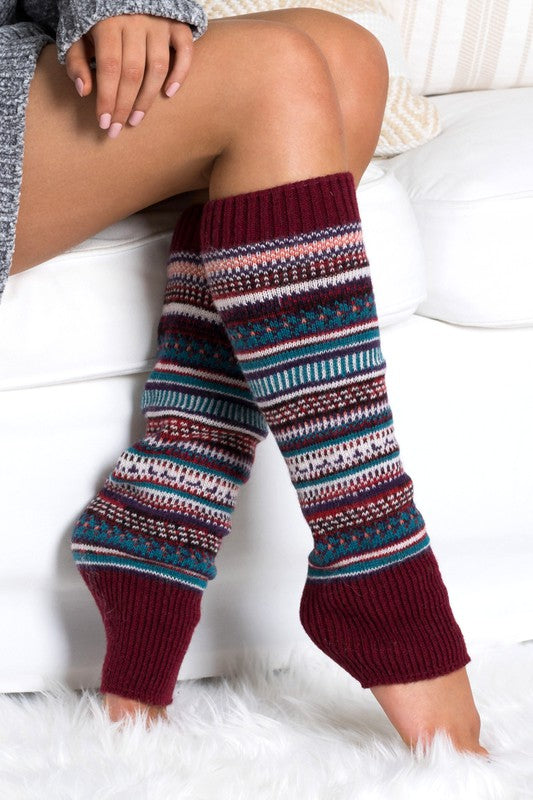 Cozy Short Fairisle Knitted Leg Warmers