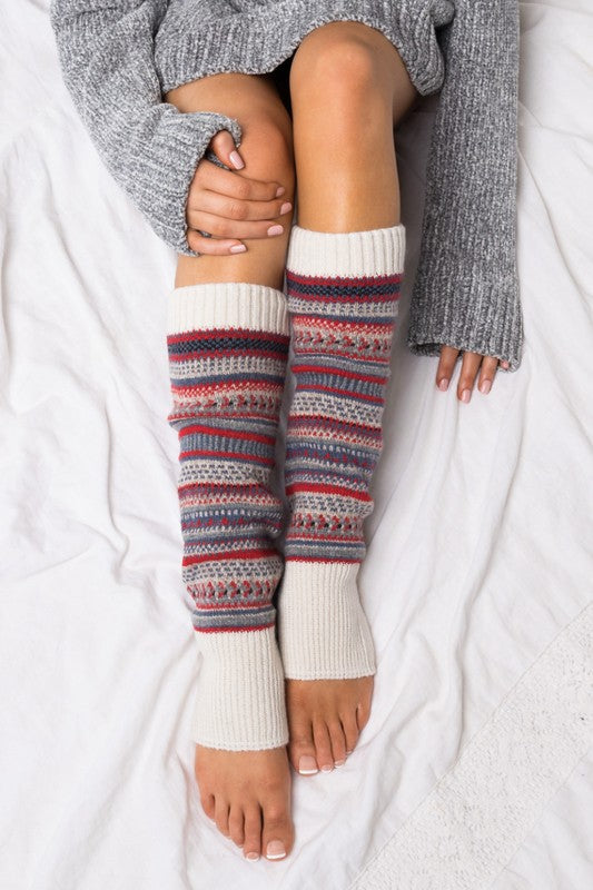 Cozy Short Fairisle Knitted Leg Warmers