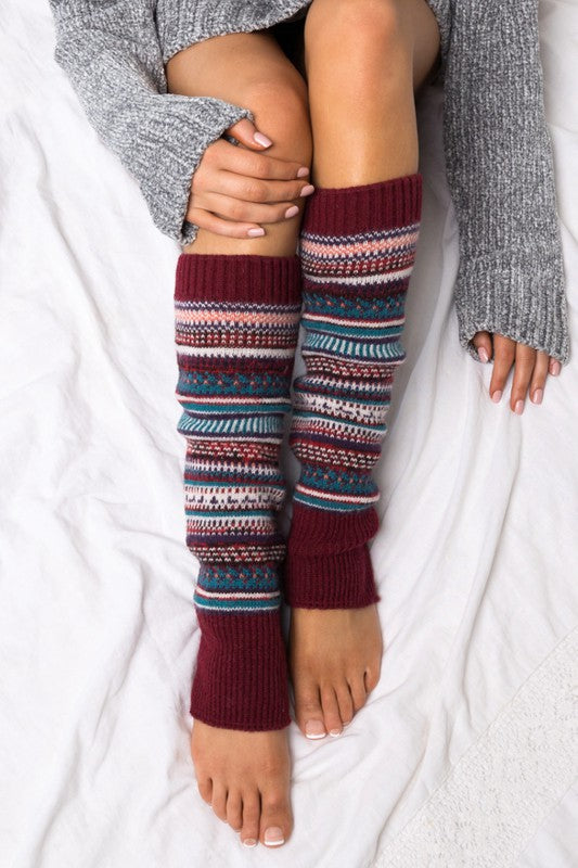 Cozy Short Fairisle Knitted Leg Warmers