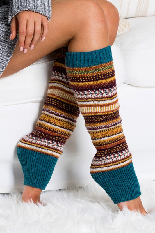 Cozy Short Fairisle Knitted Leg Warmers