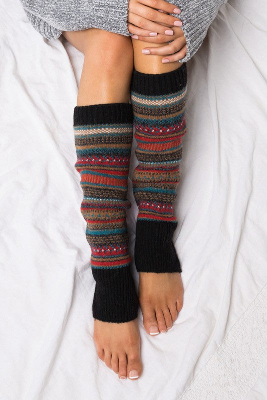 Cozy Short Fairisle Knitted Leg Warmers