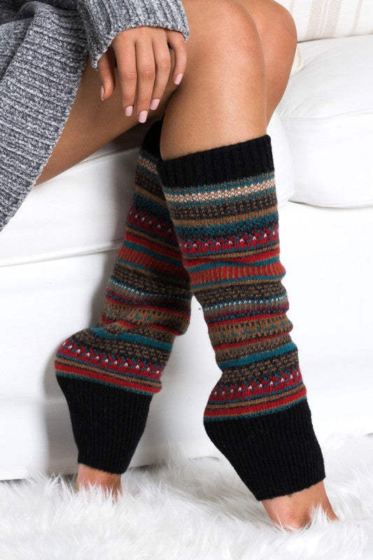 Cozy Short Fairisle Knitted Leg Warmers