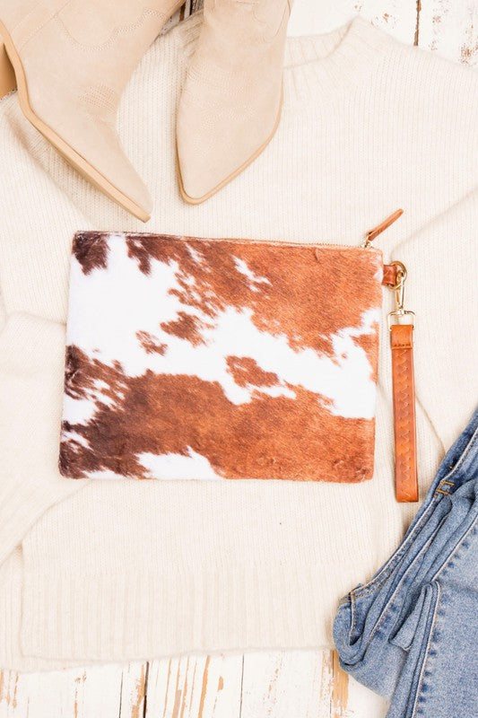 Faux Fur Animal Print Clutch