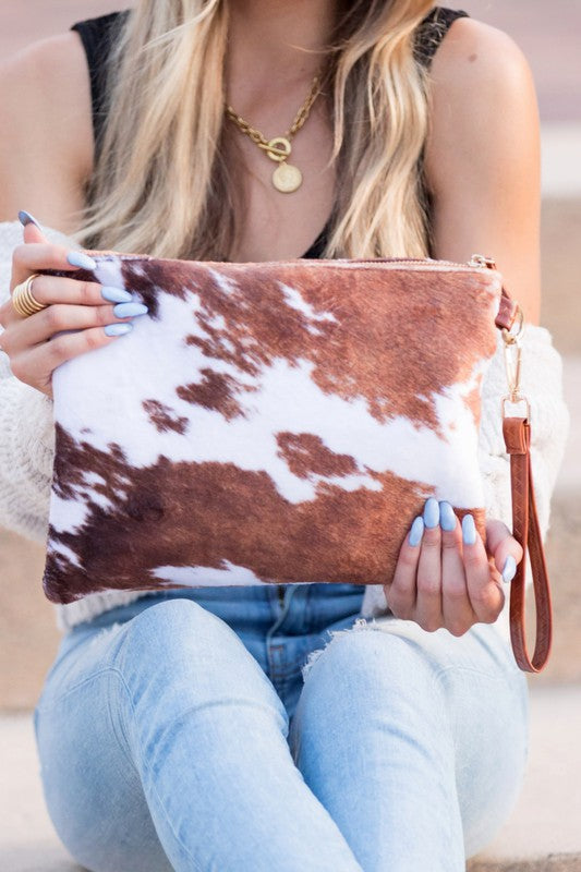 Faux Fur Animal Print Clutch