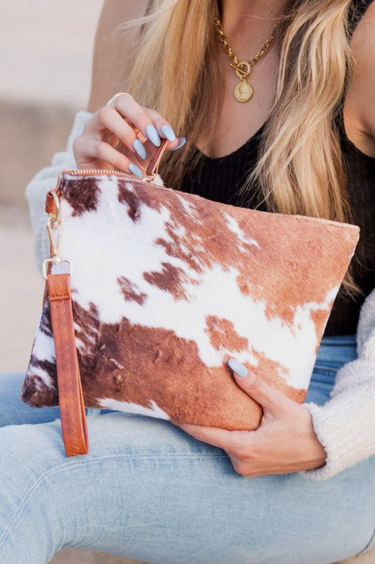 Faux Fur Animal Print Clutch