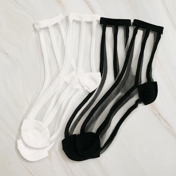 Sheer Elegance Set Of 2 Striped Sheer Socks