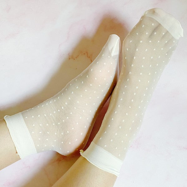 Dots And Strawberries Sheer Socks Set Of 2