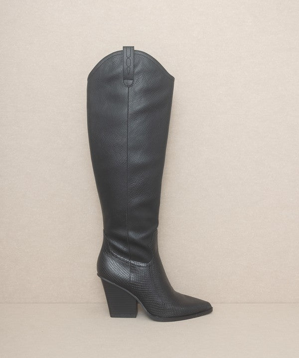 Vegan Leather - Knee High Western Boots