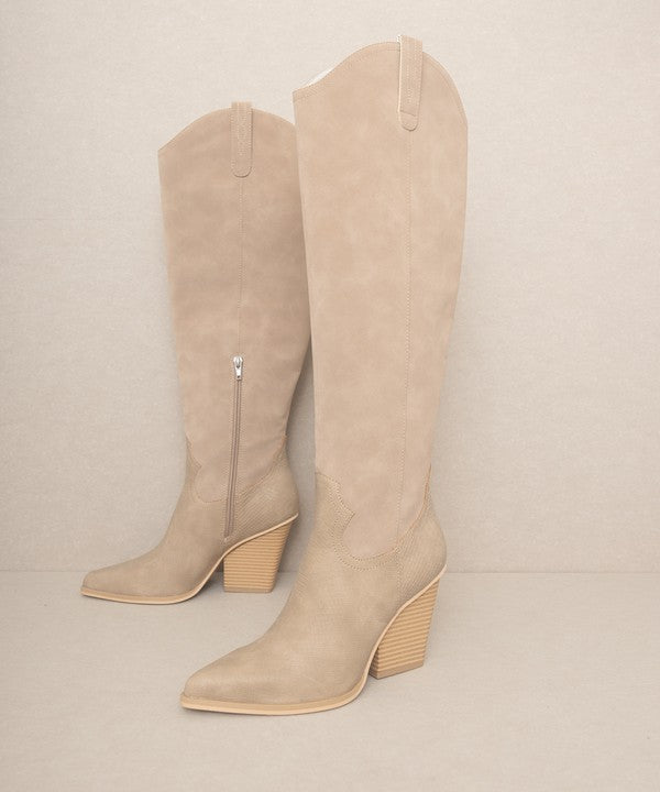 Vegan Leather - Knee High Western Boots