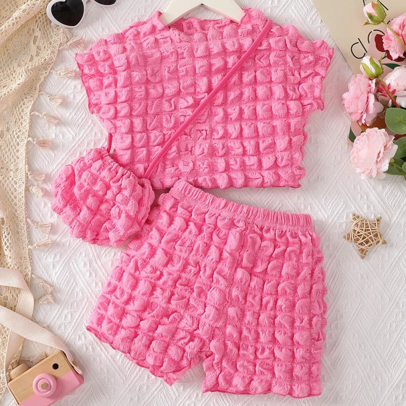 Popcorn Patterned 3-Piece Children's Shorts Set