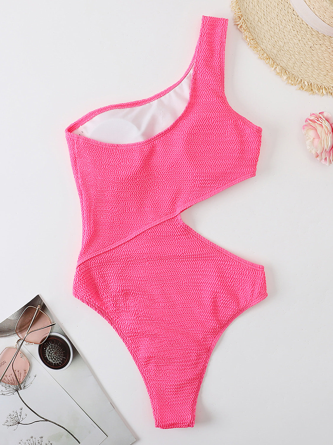 One-Shoulder Cutout Swimsuit with Removable Padding