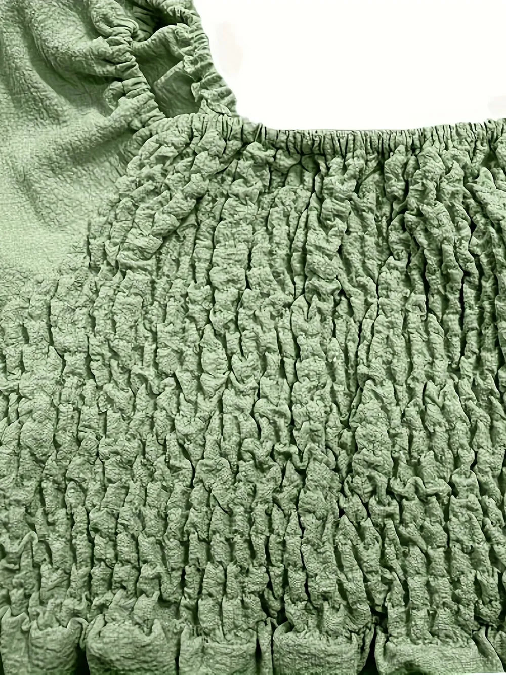 Ruffled Off-Shoulder Short Sleeve Dress with ruched, sheer ruffles, slightly stretchy body, perfect for stylish occasions.