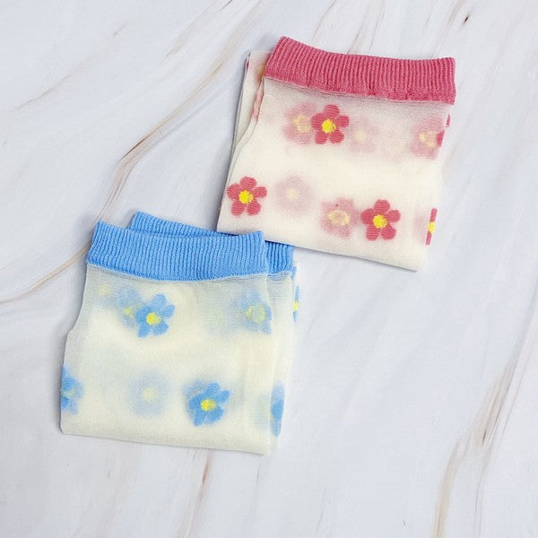 Mini Flower Sheer Socks Set Of 2