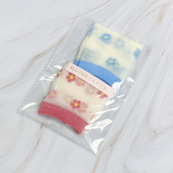 Mini Flower Sheer Socks Set Of 2