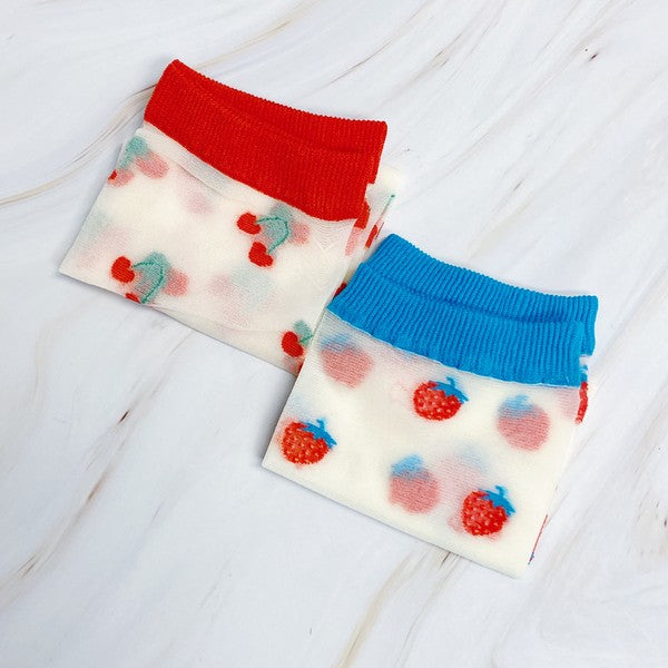 Adorable Fruit-Inspired Sheer Socks Duo Pack