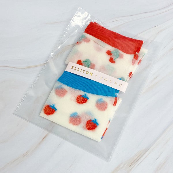 Adorable Fruit-Inspired Sheer Socks Duo Pack