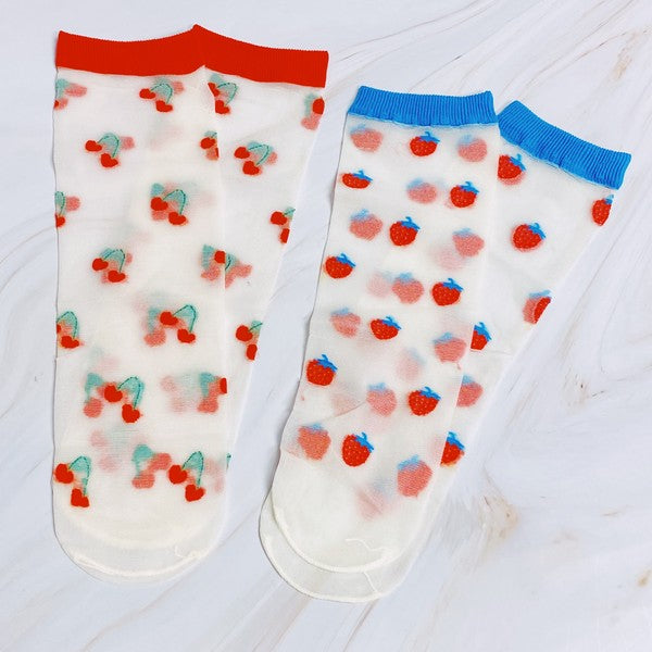 Adorable Fruit-Inspired Sheer Socks Duo Pack