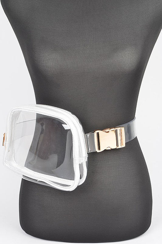 Chic, Clear, Stadium-Ready Fanny Pack PVC clear window, 9x6x1.5in, lead & nickel compliant