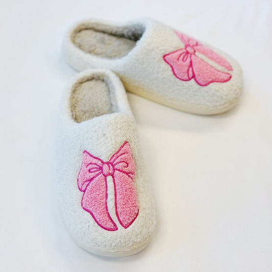 Cozy Pink Bow Slippers