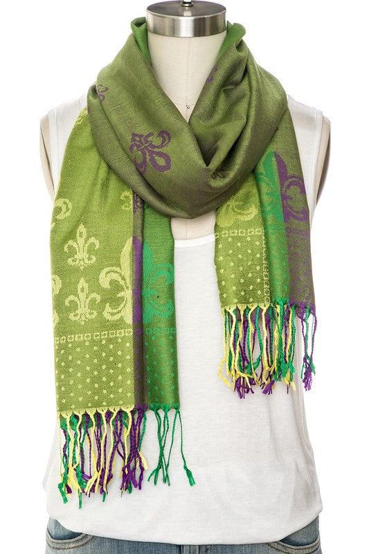 Vibrant Mardi Gras Pashmina Scarf - 100% Luxurious Softness