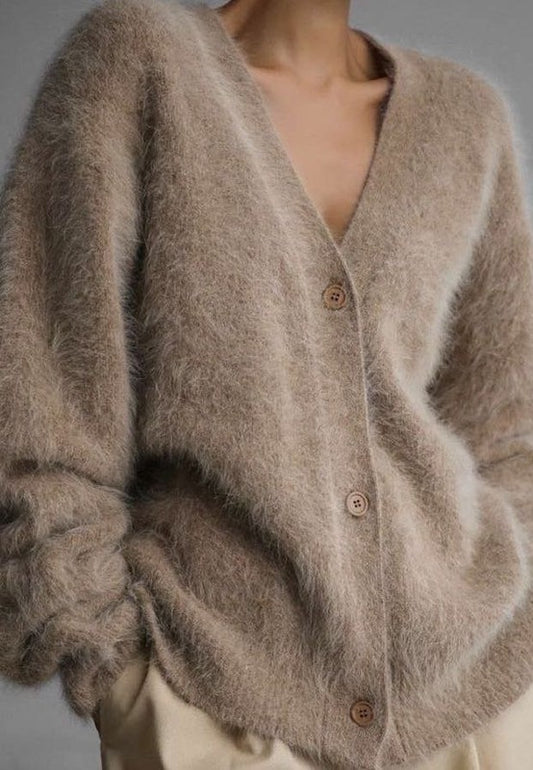 Cozy Oversized Fuzzy Button-Up Cardigan