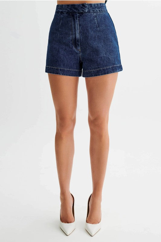 Stylish Two Piece Denim Short Set featuring sleeveless vest and shorts, perfect for casual summer looks.