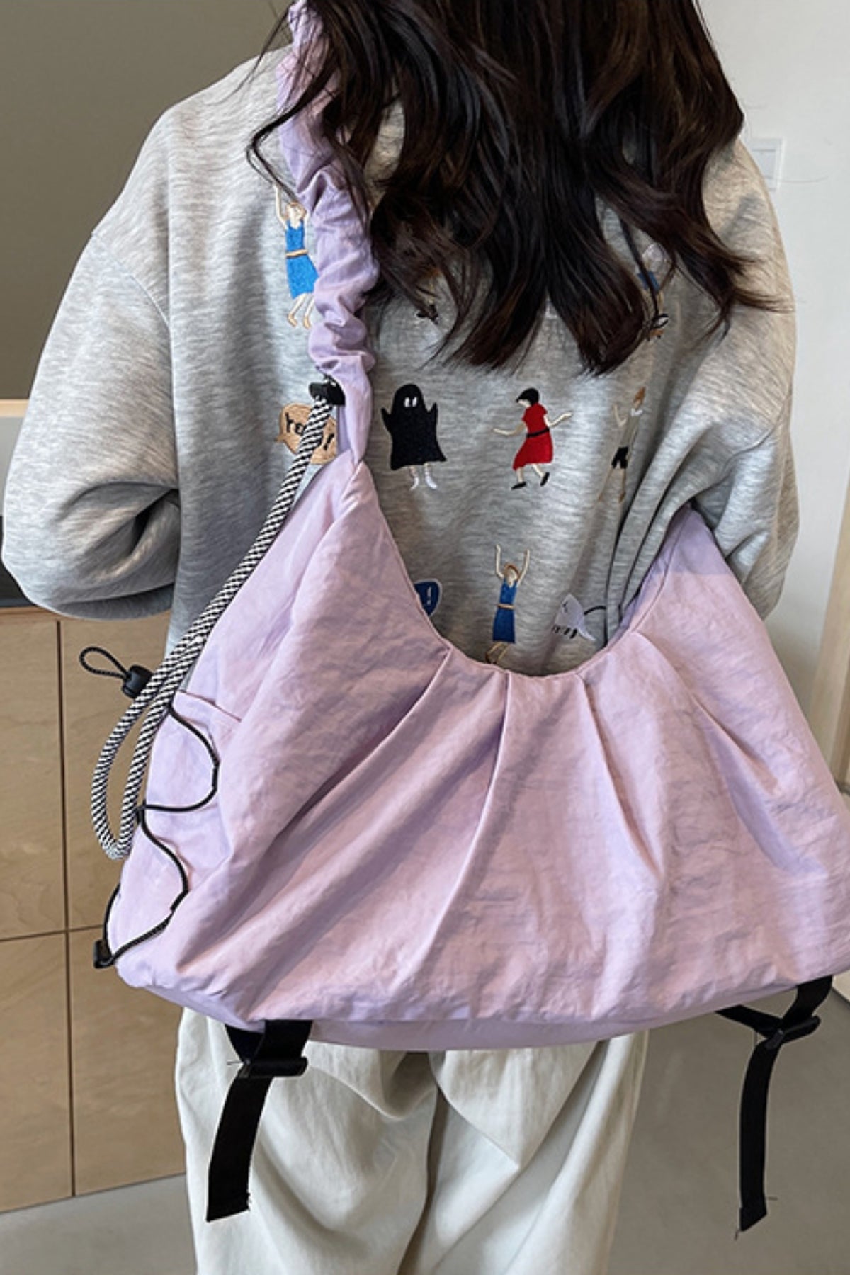 Ruched Drawstring Crossbody Bag