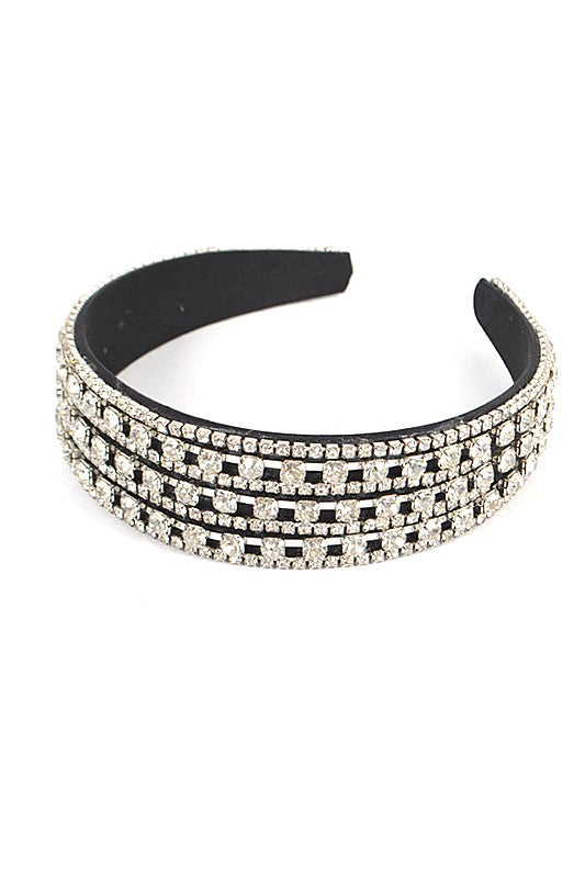 Rhinestone Iconic Headband, one size, triple-row crystals, lead & nickel compliant.