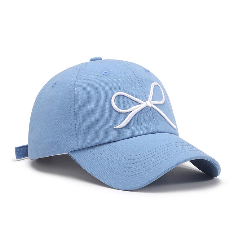 Embroidered Bow Cotton Baseball Cap with Adjustable Fit