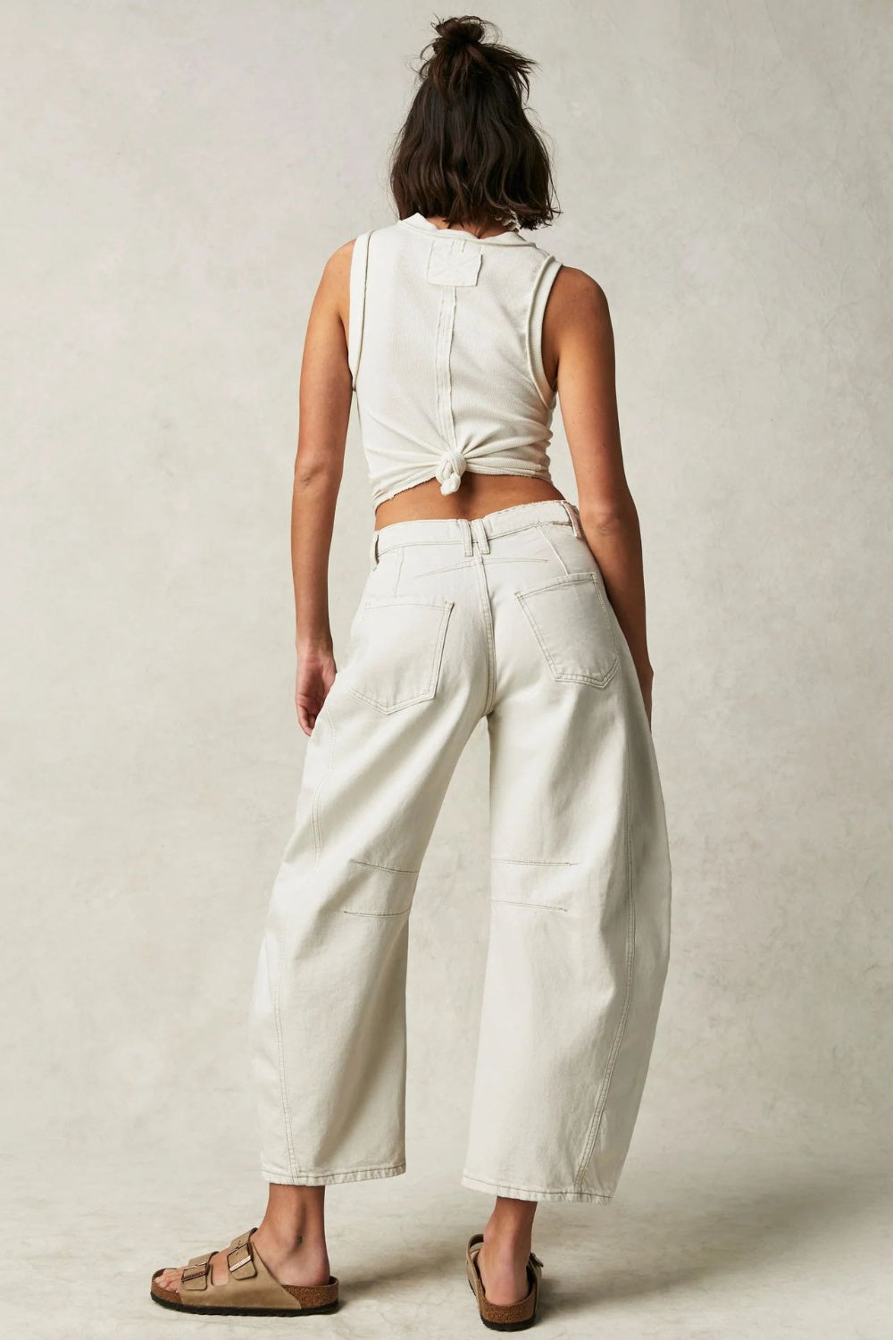 High-Waisted Wide Leg Barrel Jeans with Functional Pockets